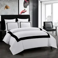 Merkloos Set di lenzuola con copripiumino matrimoniale singolo, colore nero, con federe in microfibra