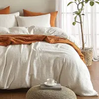 Merkloos Set di lenzuola con copripiumino 220x240 cm e 2 federe 80x80 cm, 100% cotone, bianco
