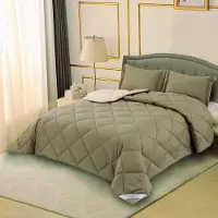 Merkloos Piumone da letto di 235x260 cm, color beige, imbottitura in fibre cave 3D da 400 g/m², reversibile con copripiumino in microfibra