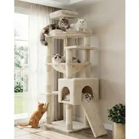 Merkloos Albero per graffiare per gatti - 163 cm - Beige - Sisal - Con amaca e piattaforme