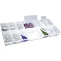Merkloos Scatole per perline - Organizzatore con 14 scomparti - Trasparente - Bianco - 24 x 11 x 2,8 cm