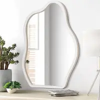 Merkloos Specchio da parete - Irregolare - Cornice in legno massello - 66 x 45,7 cm - Bianco - Soggiorno e camera da letto