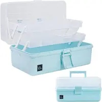 Merkloos Organizer box - 3 ripiani - 33 cm - Plastica - Blu - Con 2 cassetti per attrezzi
