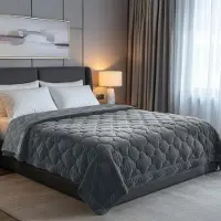 Merkloos Piumino grigio per tutte le stagioni, 135 x 200 cm, in microfibra con superficie vellutata, senza copripiumino