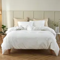 Merkloos Set di copripiumino matrimoniale king size in misto lino e cotone, colore bianco, comprensivo di 2 federe