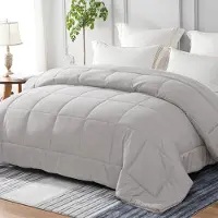 Merkloos Piumino imbottito per letto matrimoniale, senza copripiumino, ideale per tutte le stagioni, color grigio chiaro, dimensioni 200 x 220 cm
