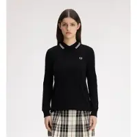 Fred perry per donna. G3636 Polo Twin Tipped a manica lunga nero (36), Casual, Cotone