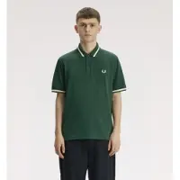 Fred perry per uomo. M2 Polo Single Tipped England verde (42), Casual, Cotone, Manica corta
