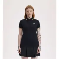 Fred perry per donna. G12 Polo Twin Tipped England nero (36), Casual, Cotone, Manica corta