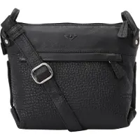 VOi Boston Borsa a tracolla Vera Pelle 23 cm nero
