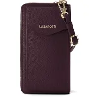 Lazarotti Portafoglio con chiusura a zip in pelle di Bologna, custodia per cellulare, 19 cm rosso