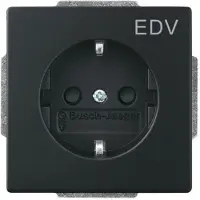 Busch-Jaeger 20 EUCKS/DV-885 Inserto per presa SCHUKO, con scritta "EDV", nero opaco