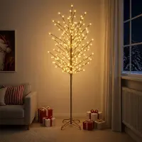 Syfax Albero di Natale con palline LED Nero 210 cm Acciaio 250 LED