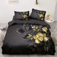 Merkloos Set di lenzuola con motivo floreale, dimensioni 220 x 240 cm, con cerniera nascosta, inclusa di 2 federe 80 x 80 cm