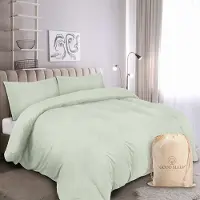 Merkloos Set di lenzuola con copripiumino matrimoniale in cotone, composto da 3 pezzi: 1 copripiumino e 2 federe, colore salvia