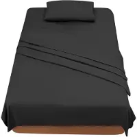 Merkloos Set di biancheria da letto in microfibra nera per letto di dimensioni 120 x 190/200 cm, comprensivo di lenzuolo con angoli, copripiumino e federe