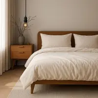 Merkloos Copripiumino 155 x 220 cm con federe 80 x 80 cm, 100% cotone, color ecru, con chiusura a zip