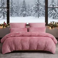 Merkloos Set di lenzuola con copripiumino rosa in morbida microfibra, dimensioni 200 x 220 cm, con 2 federe 80 x 80 cm, set da 3 pezzi