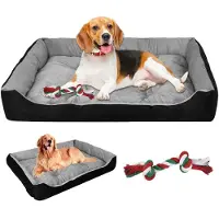OEM Cuccia per cani di grossa taglia, in peluche, lavabile, antiscivolo, dimensioni 90x70 cm, colore nero e grigio
