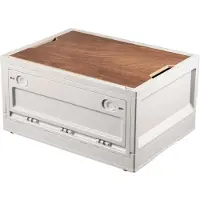 Merkloos Contenitore pieghevole - Con coperchio - 38 litri - Bianco crema - Per campeggio e casa