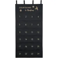 Merkloos Calendario dell'Avvento da riempire - Arazzo in tessuto con 24 sacchettini - Nero - 118 x 58 cm - Da appendere e riutilizzabile