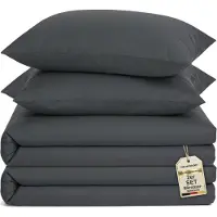 Merkloos Set completo per letto matrimoniale grigio, composto da una copripiumino di 200x200 cm e due federe da 80x80 cm