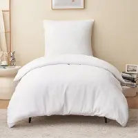 Merkloos Copripiumino 140 x 200 cm, bianco, con cerniera. Set di biancheria da letto per letto singolo 90 x 190 cm, comprensivo di federe 65 x 65 cm, in microfibra