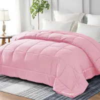 Merkloos Piumino per tutte le stagioni, 135 x 200 cm, color rosa, in microfibra con imbottitura a compartimenti trapuntati