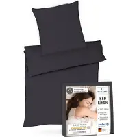 Merkloos Copripiumino 135 x 200 cm e federe 80 x 80 cm, realizzati in 100% cotone, colore antracite