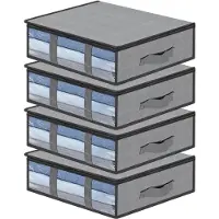 Merkloos Contenitore sotto il letto - 60 x 45 x 15 cm - Set da 4 - Pieghevole
