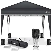 Merkloos Gazebo pieghevole pop-up - 3 x 3 m - Antracite - Impermeabile e UV50+ - Tenda da giardino per terrazzo e campeggio