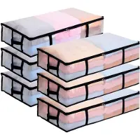 Merkloos Contenitore trasparente sotto il letto - Contenitore pieghevole - 90 litri - 100 x 50 x 18 cm - Con cerniera - Trasparente