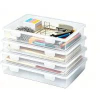 Merkloos Set di 4 contenitori rettangolari in plastica con coperchi