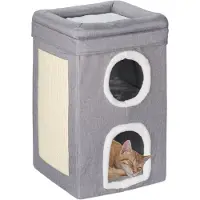 Merkloos Tiragraffi per gatti - Cuccia per gatti - 3 piani - 63 x 40 x 40 cm - Grigio e bianco