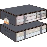 Merkloos Contenitore sotto letto pieghevole - 40 litri - Grigio - Con finestra trasparente e maniglie