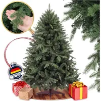 GTPLAYER Albero di Natale artificiale, decorazioni natalizie, altezza 195 cm, materiale PVC, con oltre 1000 punte, rami rinforzati con nastri decorativi e bigliettini, struttura in metallo robusta