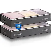 Merkloos Sacca portaoggetti sotto il letto - Borsa con coperchio - 60 litri - 80 x 50 x 15 cm - Finestra trasparente