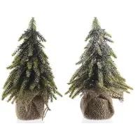 Christmas Decoration Albero di Natale artificiale in sacco di iuta 20cm 1 pezzo assortito verde/bianco