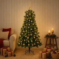 Syfax Albero di Natale artificiale con rami snodati e palline 150 cm