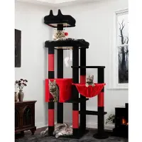Merkloos Tiragraffi albero per gatti XL - Gotico - Nero e rosso - 167 cm - Per gatti di grossa taglia