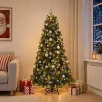 Syfax Albero di Natale artificiale con palline 210 cm 300 LED