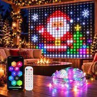 Rosikey Tenda luminosa LED, 3x3 metri, 400 LED, controllo tramite app e telecomando, sincronizzazione musicale, RGBIC, ideale per decorazioni natalizie, finestre, stanze, feste, balconi, matrimoni