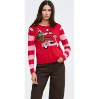 ONLY Pullover 'ONLXmas' marrone / abete / rosa / rosso