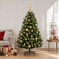 Syfax Albero di Natale artificiale verde scuro con palline 150 cm