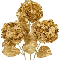 Equivera 3 pezzi di Natale oro artificiale ortensia fiori 68cm falsi fiori pezzi mazzi di finta Hortensia stemi per la decorazione di Natale partito di nozze metà