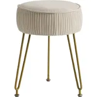 Equivera Pouf con gambe in acciaio dorato, tavolo da salotto in velluto, tavolo da salotto, sgabello da salotto, letto