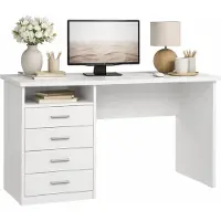 OEM Scrivania con 3 cassetti, bianca, dimensioni 110x48,5x76 cm