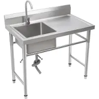 StarTech.com Lavello in acciaio inossidabile - Lavello a colonna singola - Vasca profonda - Con rubinetto - Capacità di carico 200 kg - Adatto per uso domestico e professionale - Colore: argento