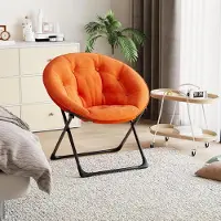 StarTech.com Moon Chair Saucer Chair - Poltrona reclinabile pieghevole - Morbida Pelliccia sintetica - Struttura in metallo - Leggera e trasportabile - Seduta imbottita - Senza braccioli - Arancione