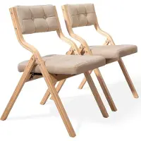 StarTech.com Sedie pieghevoli - Sedia da pranzo con gambe in legno - Beige - Set da 2 - Seduta imbottita - Rivestimento in tessuto - Legno massello - Salvaspazio